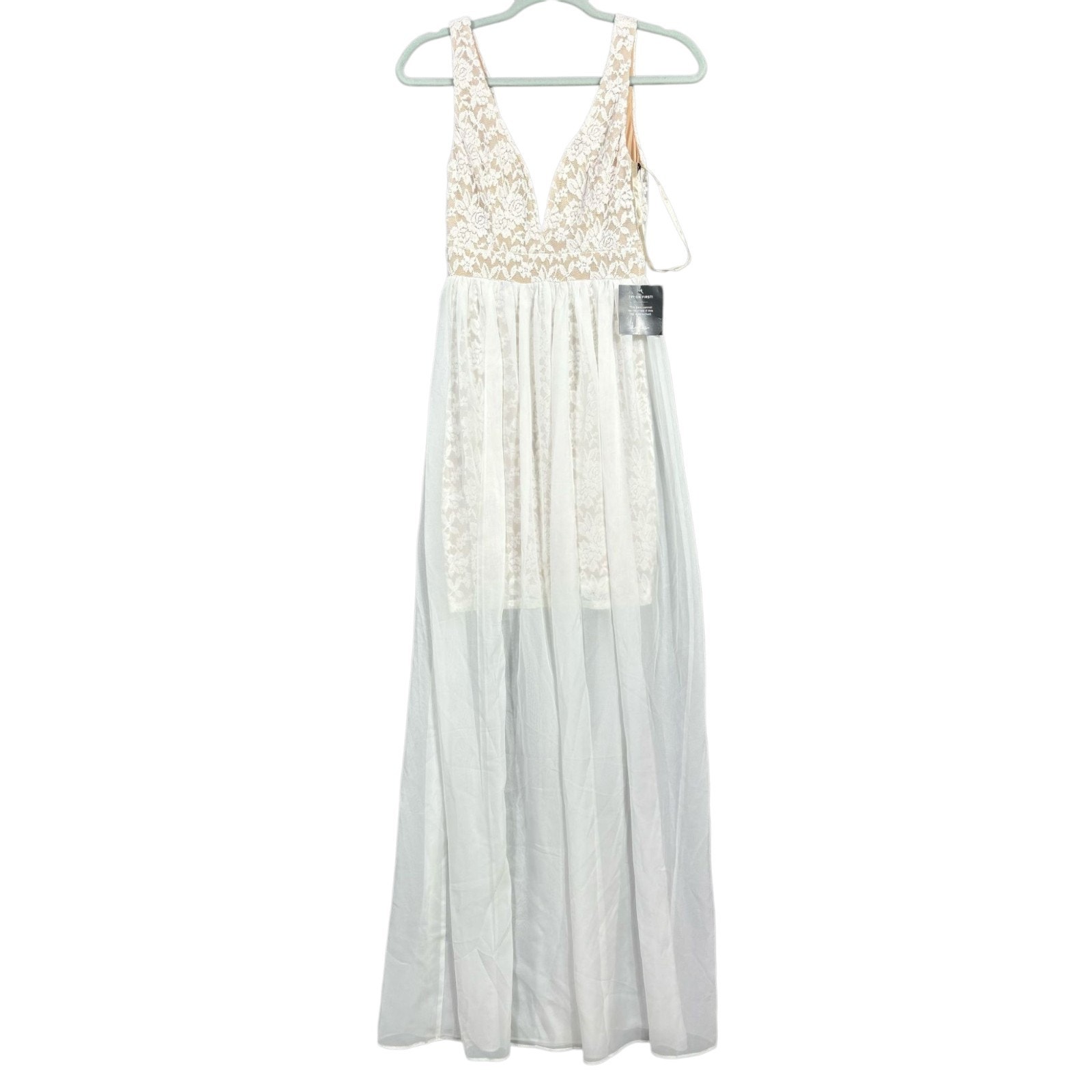 Lulus Make Way For Wonderful Off White Lace Maxi Dress Womens Xs Dj18188b New